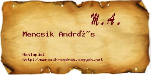 Mencsik András névjegykártya